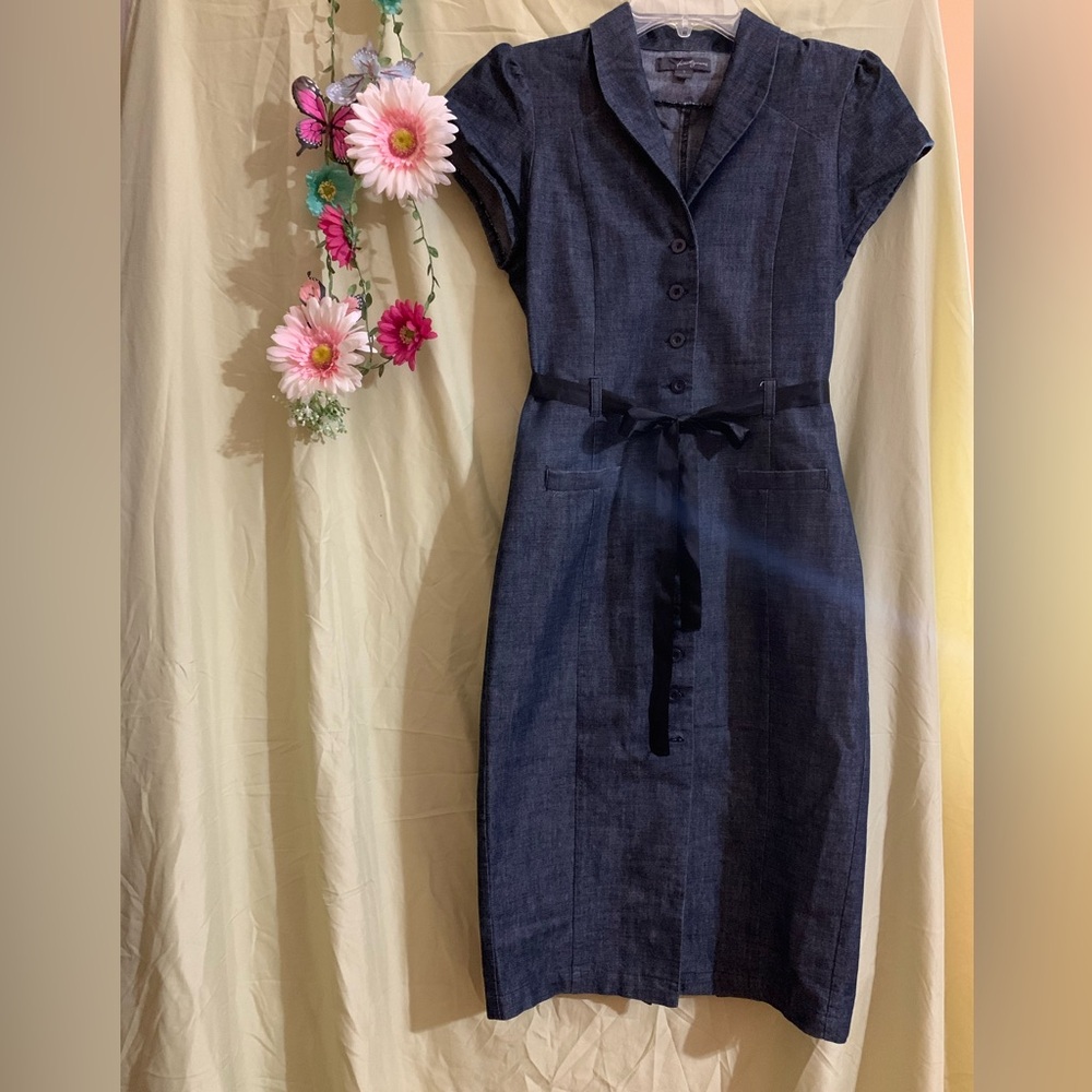 Forever 21 Black Sheath Dress with Notched Collar